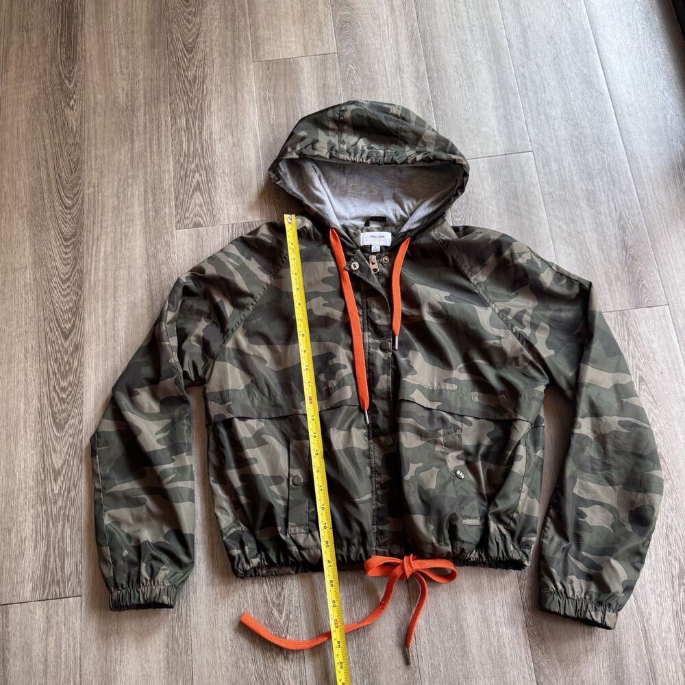 Women’s Camouflage Camo Jacket New Look supreme Sz L  Orange Straps Gray Hood - Picture 6 of 12